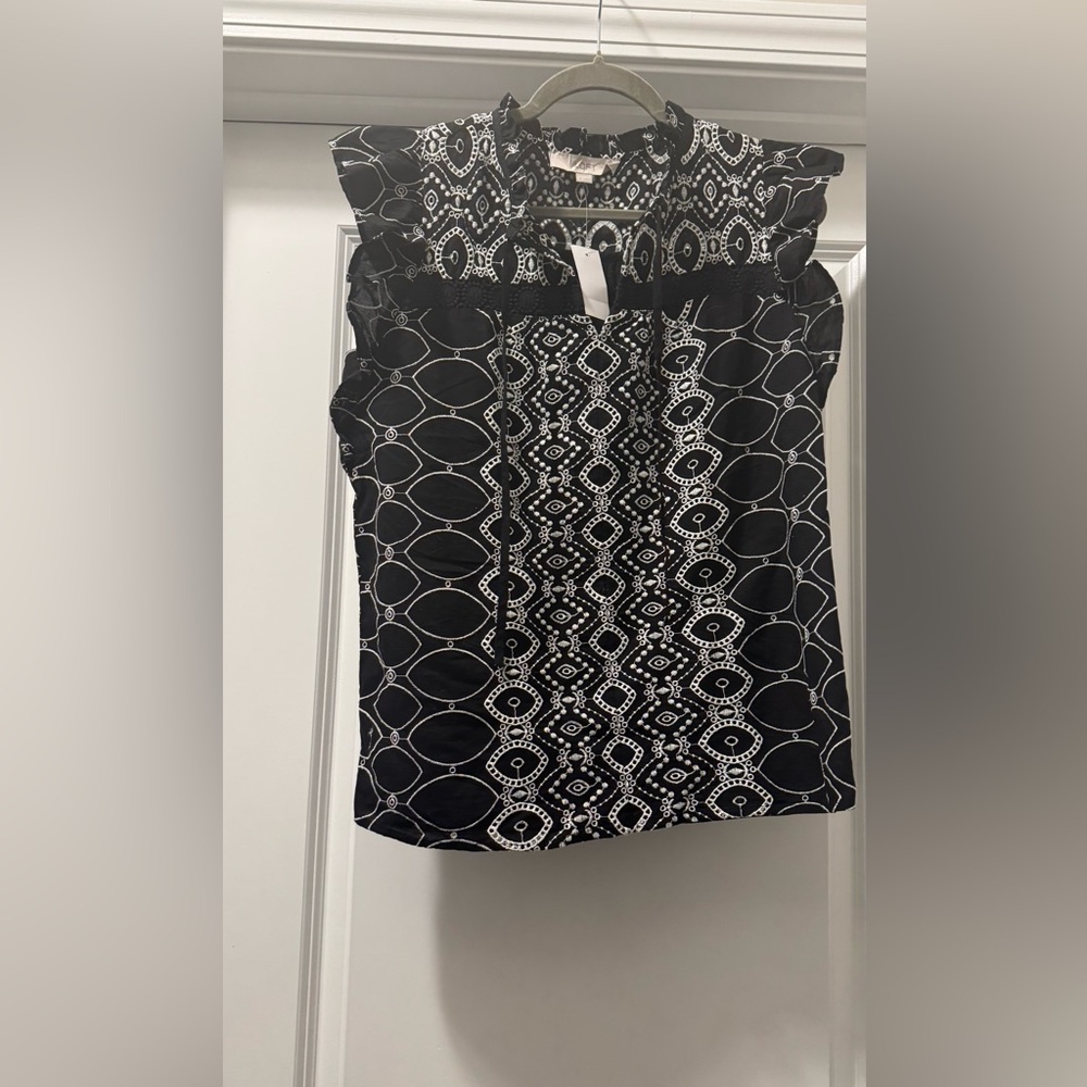 LOFT Monochrome Geometric Blouse